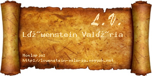 Löwenstein Valéria névjegykártya